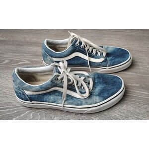 Vans Off The Wall Canvas Denim Sneakers‎ Men 7 Classic White Blue